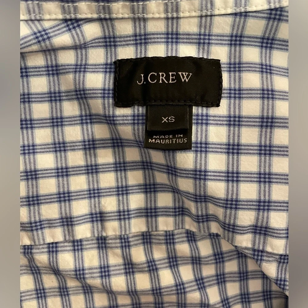Men’s J.Crew Blue White Tartan Plaid Button Down Shirt XS Classic Fit - Picture 3 of 4